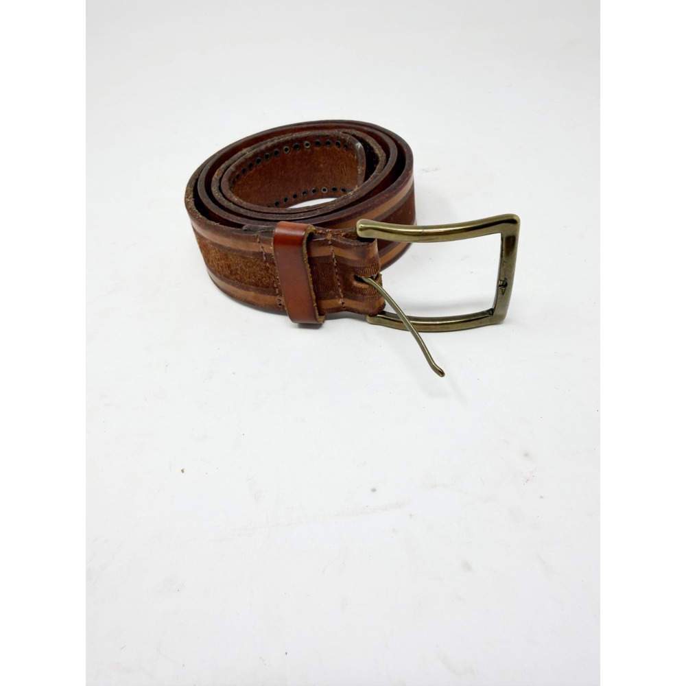 W. Kleinberg Italian Center Skived Rivet Calf Leather Belt Brown Studded Buckle